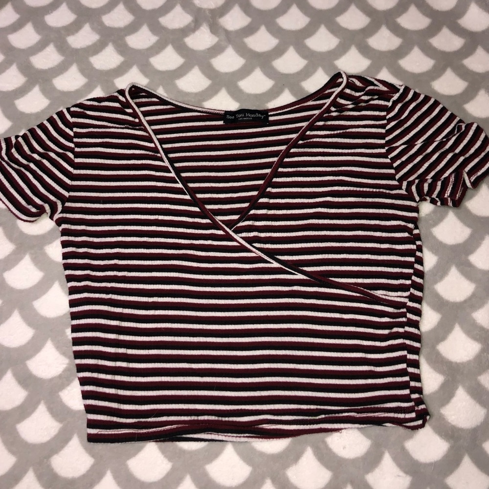see you monday, criscross stretchy crop top